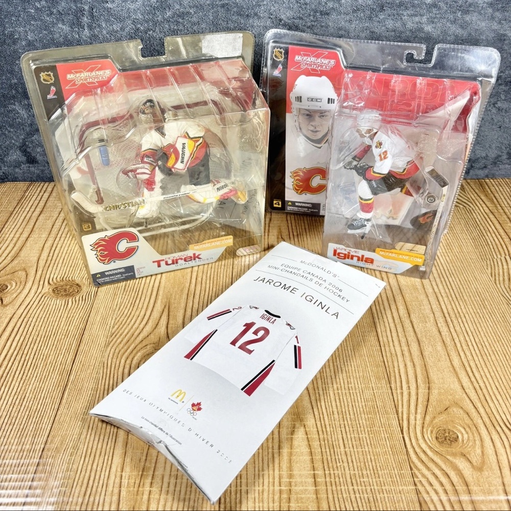 2 LOT McFarlane Calgary Flames Roman TUREK Jarome IGINLA NHL Action Figure 2003